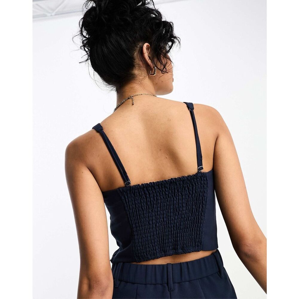 Abercrombie & Fitch Corset Top Navy Blue Co-Ord Size XL Structured Adjustable - Picture 2 of 12